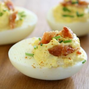 Bacon Cheddar Deviled Eggs - Urban Meadow Bacon Cheddar Deviled Eggs - Urban Meadow