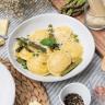 Cheese Ravioli with Lemon Butter Sauce & Roasted Asparagus - Rosina Celentano