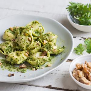 Kale & Toasted Nut Pesto with Sweet Italian Sausage Tortelloni Kale & Toasted Nut Pesto with Sweet Italian Sausage Tortelloni